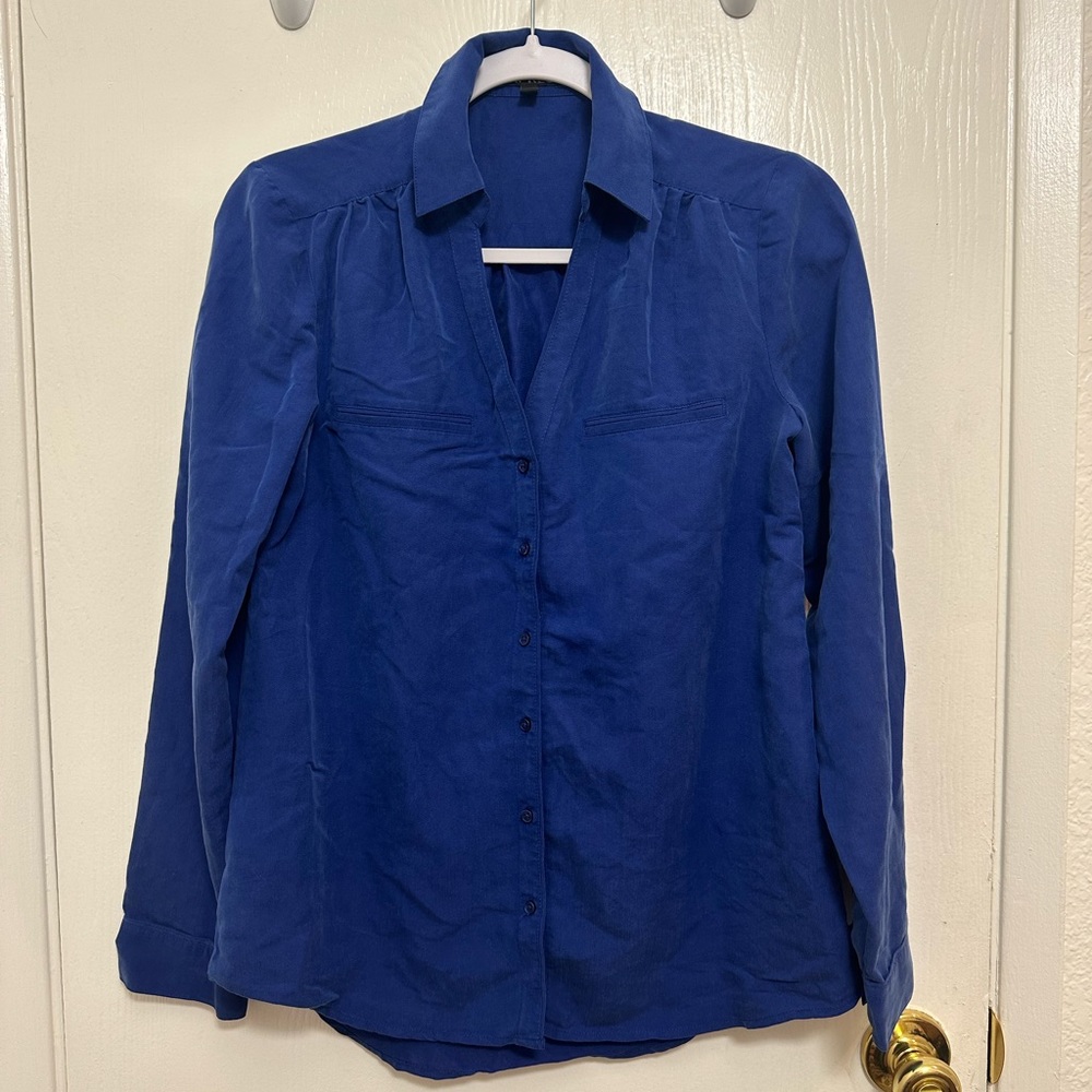Express Womens Shirts Casual Collared Blue Long Sleeve size XS